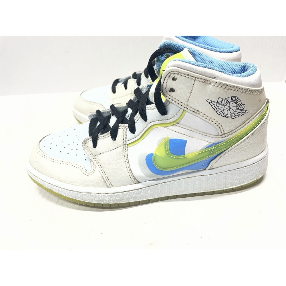 Nike Air Jordan 1 Mid SE (GS) Warped Swoosh Hi Top Sneakers Youth Size 5.5